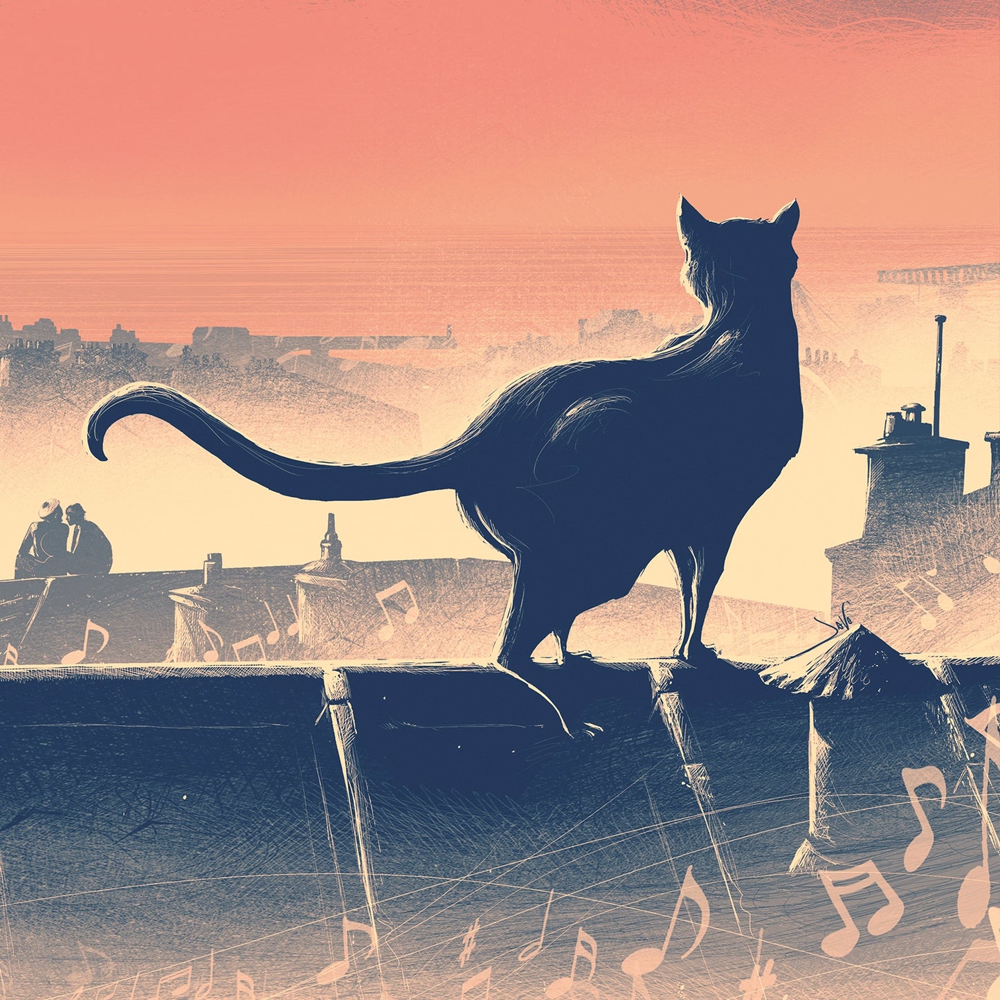 Tirage sur toile "Les toits de Brest" SIGNÉ par Gildas Java